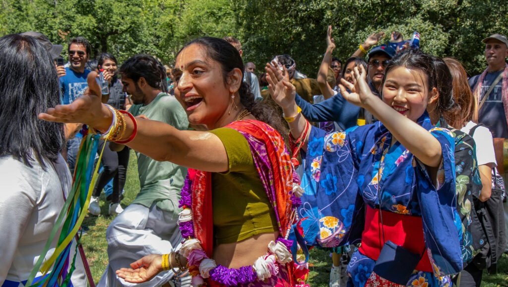 People in traditional dress to represent a community of interest. 