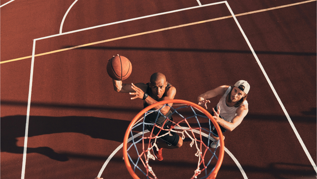 People playing basketball.