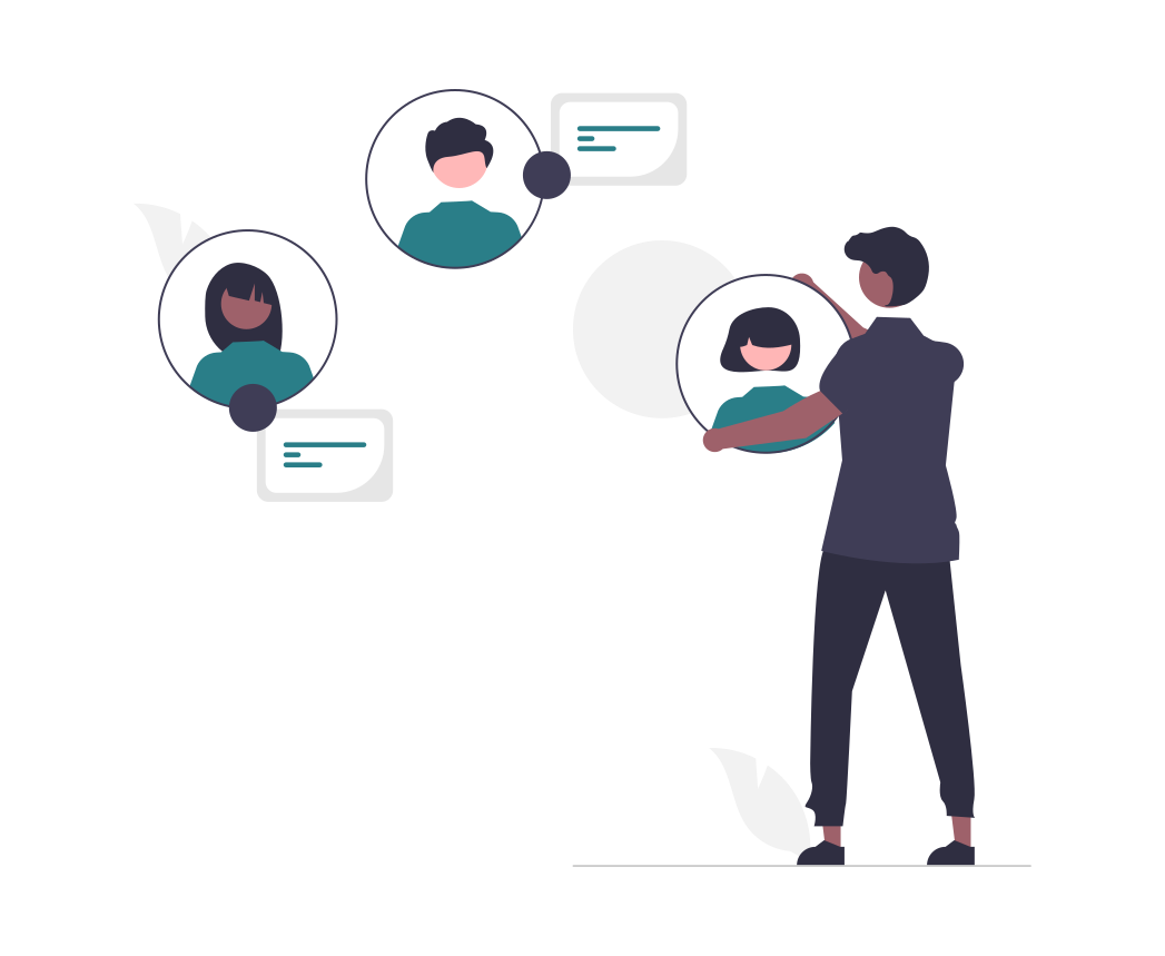 Illustration of a person managing three different stakeholder profiles.