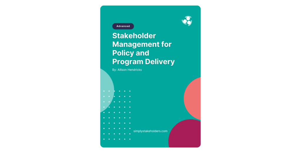eBook cover for stakeholder management for policy and program delivery.