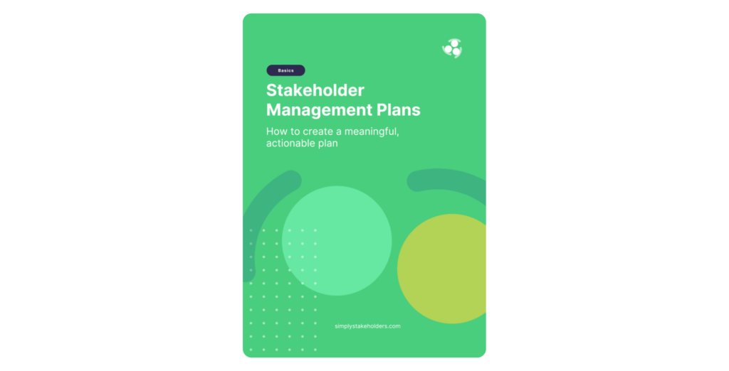 eBook cover for stakeholder management plans.